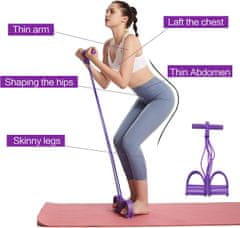 Netscroll Pedalna fitness traka s 4 cijevi i ručkama za vježbe cijelog tijela, elastika za vježbanje, PullStar