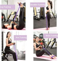 Netscroll Pedalna fitness traka s 4 cijevi i ručkama za vježbe cijelog tijela, elastika za vježbanje, PullStar