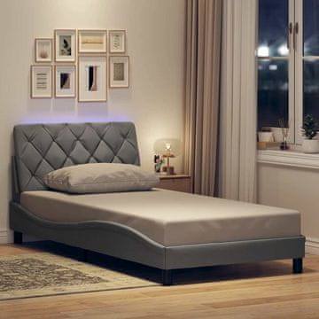 Vidaxl Okvir za krevet s LED svjetlosivom bojom 100x200 cm tkanina bez madraca