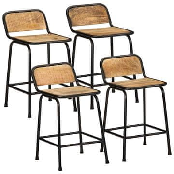 Vidaxl Barske stolice 4 kom 46x35,5x70 cm Masivno neobrađeno drvo manga