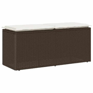 Vidaxl Vrtna klupa s jastukom smeđa 110x40x44 cm poliratan
