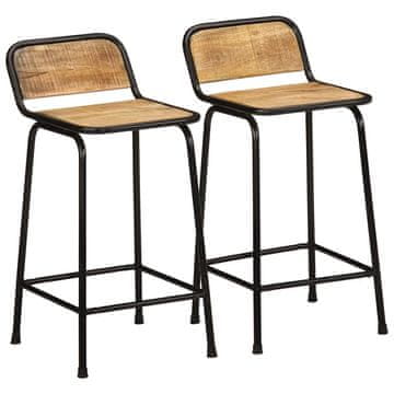 Vidaxl Barske stolice 2 kom 46x35,5x80 cm Masivno neobrađeno drvo manga