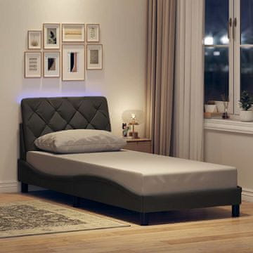 Vidaxl Okvir za krevet s LED rasvjetom bez madraca tamno sivi 80x200 cm tkanina