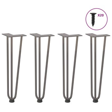 Vidaxl Noge za stol s ukosnicama, 4 kom, prirodni čelik, 42 cm, puni čelik