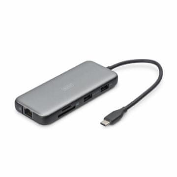 Digitus priključna stanica USB 3.2 TipC 8u1 4K siva DA-70915