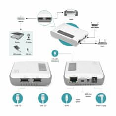 Digitus mrežni višenamjenski poslužitelj WiFi 2x USB bijeli DN-13024