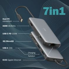 Digitus USB 3.2 Type-C 7-u-1 4K priključna stanica crna DA-70914