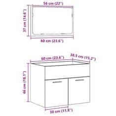 Vidaxl 2-dijelni set kupaonskog namještaja käsityöläinen tammi
