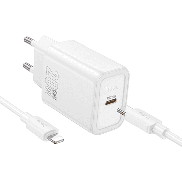 Hoco Punjač N60 GaN PD 20W Type C s kablom Type C na Lightning za iPhone - bijeli