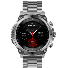 Garett Atom, pametni sat srebrni čelik (AMOLED, Bluetooth pozivi, 100+ sportskih načina)