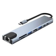 MG H1 9in1 HUB adapter USB-C, siva