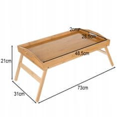 Ruhhy Sklopivi stol za doručak od bambusa 50x30cm