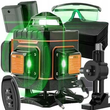 Dexxer Punjiva 16-linijska zelena građevinska laserska libela 4D 2x 2400mah LL47P