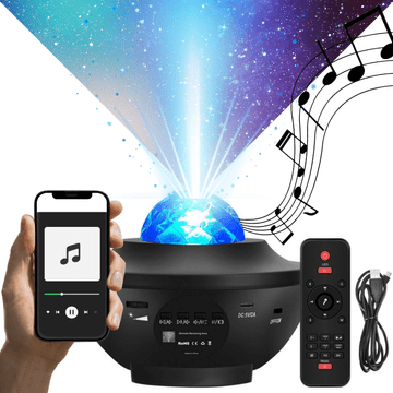 Nobo Kids Projektor zvijezda, projektor neba, LED noćno svjetlo, Bluetooth zvučnik + daljinski upravljač