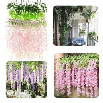 Nobo Kids VIJENAC OD UMJETNOG CVIJEĆA WISTERIA WISTRIA VISEĆI DEKORACIJ 12 KOM