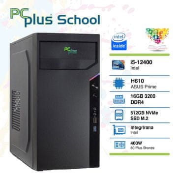 PCplus School i5-12400 16GB 512GB NVMe SSD Windows 11 PRO EDU stolno računalo