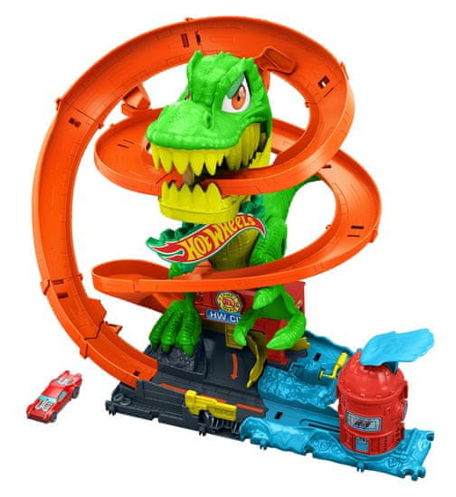 Hot Wheels Komplet za igru City T-Rex Attacks Fire Station, engleski JBM73