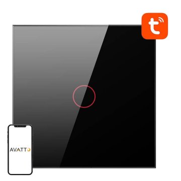 Avatto Smart Glass LED Wifi Touch Tuya 1-kanalni crni Alexa Google Assistant