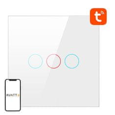 Avatto Smart Glass LED Wifi Touch Tuy 3-kanalni bijeli Alexa Google Assistant