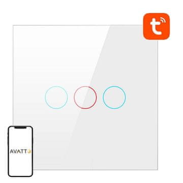 Avatto Smart glass LED WiFi dodirni prekidač TUYA 3-kanalni bijeli Alexa Google Assistant
