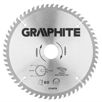 slomart GRAPHITE cirkularna pila sa karbidnim vrhom, 200 x 30 mm, 60 z