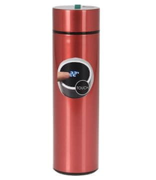 Excellent Houseware Termos od nehrđajućeg čelika s termometrom, 0,5 l, crvena