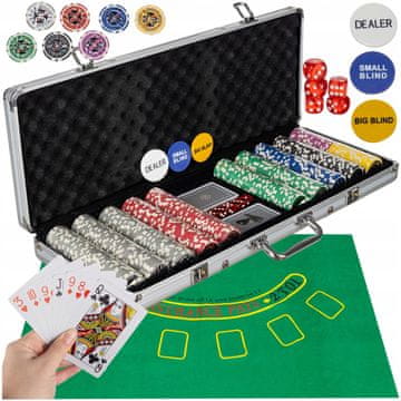 Kruzzel XXL Texas Holdem poker set od 500 žetona od aluminija. kofer