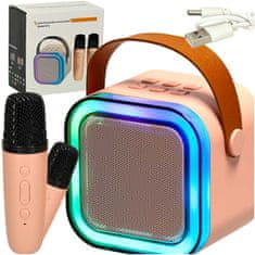 Luniks Bluetooth karaoke set sa zvučnikom i 2 mikrofona – 6W, roza