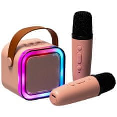 Luniks Bluetooth karaoke set sa zvučnikom i 2 mikrofona – 6W, roza