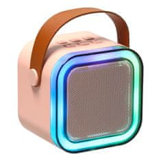 Luniks Bluetooth karaoke set sa zvučnikom i 2 mikrofona – 6W, roza