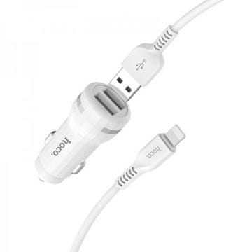 Hoco Auto punjač Z27, 2,4 A s kablom 1m Lightning iPhone - bijel