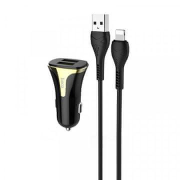 Hoco Auto punjač Z31 3.0 QC s kablom 1m Lightning iPhone 12 - crno zlatni