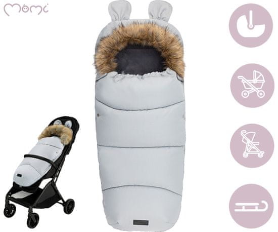 MoMi SLEEPING BAG vreća za spavanje, izo, vodootporna, zaštitna, univerzalnog oblika, krzno na skidanje, patentni zatvarač, otvori za pojas, 95x45cm