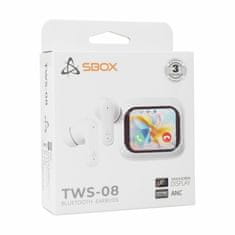 S-box Bijele bluetooth slušalice s mikrofonom, ANC LCD zaslonom, EB-TWS08-W