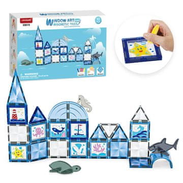 Magnetic Tiles Magnetni set za gradnju Window Art Ocean 40 kom - Magnetne pločice