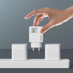 DUDAO A30EUL GaN punjač USB / USB-C 30W + kabel USB-C / Lightning, bijela