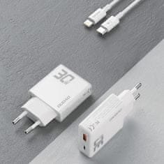 DUDAO A30EUL GaN punjač USB / USB-C 30W + kabel USB-C / Lightning, bijela