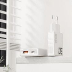 DUDAO A30EUL GaN punjač USB / USB-C 30W + kabel USB-C / Lightning, bijela