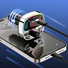 DUDAO R2PRO Plus Bluetooth Transmitter auto punjač, crno/srebro