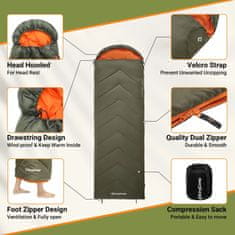 KingCamp Vreća za spavanje Huron 250, zelena / narančasta