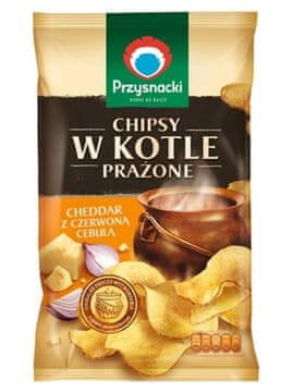 Przysnacki čipsovi prženi u kotlu s cheddarom i crvenim lukom, 125 g