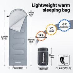 KingCamp Vreća za spavanje Oasis 250, siva, desni zatvarač