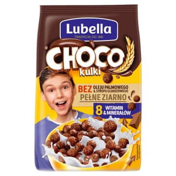 Lubella Choco kulki, žitne kuglice s okusom čokolade, 250 g