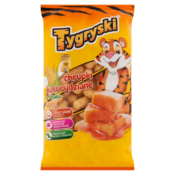 Tygryski hrskavi kukuruzni čipsi s okusom toffeeja 70 g