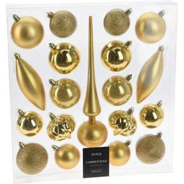 HOMESTYLING Božićni ukrasi KO-CAN305200 set 19 pcs gold