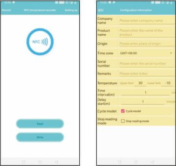 BE REJESTRATOR TEMPERATURY Data Logger s NFC Android