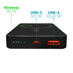 Krüger&Matz Powerbank, prijenosna baterija 10000mAh, indukcijsko punjenje, crna