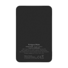 Krüger&Matz Powerbank, prijenosna baterija 10000mAh, indukcijsko punjenje, crna