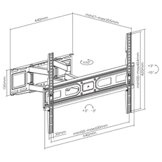 S-box Zidni nosač za TV PLB-3646-2 crni
