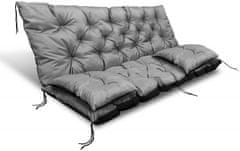 AIO FACTORY Vrtna blazina 100x60x50 cm + 2 blazine po gugalniku, vodootporna, siva